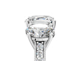 Platinum Three-Stone Asscher Diamond Milgrain Pave Band with Prong Setting 5