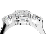 Platinum Three-Stone Cushion Cut Cut Classic Band Prong Setting Ring_11