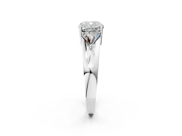 Platinum Cushion Cut Trillion Three Stone Engagement Ring Setting