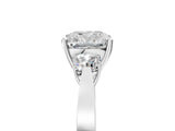 Platinum Three-Stone Cushion Cut Diamond Cathedral Engagement Ring with Prong Setting_11