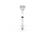 Platinum Three-Stone Cushion Cut Diamond Cathedral Engagement Ring with Prong Setting_8