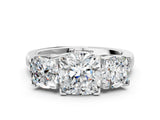 Platinum Three-Stone Cushion Cut Diamond Ring with Channel Set Band and Four-Prong Setting_18