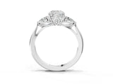 Platinum Three-Stone Cushion Cut Diamond Ring with Pear  Side Stones in Four-Prong Setting_19