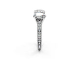 Platinum Three-Stone Cushion Diamond Milgrain Pave Band with Prong Setting 2