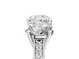 Platinum Three-Stone Cushion Diamond Milgrain Pave Band with Prong Setting 5