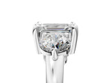 Platinum Three-Stone Emerald Brilliant Cut Solitaire Ring with Prong Setting on a Classic Band 5