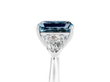 Platinum Three-Stone Emerald Cut Aquamarine Ring with Pear  Side Stones in Four-Prong Setting_59