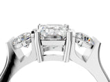Platinum Three-Stone Emerald Cut Cut Classic Band Prong Setting Ring_11