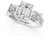 Platinum Three-Stone Emerald Cut Cut Classic Band Prong Setting Ring_8