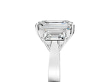 Platinum Three-Stone Emerald Cut Diamond Cathedral Engagement Ring with Prong Setting_19