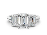 Platinum Three-Stone Emerald Cut Diamond Engagement Ring with Prong Setting on a White Gold Band_42