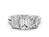 Platinum Three-Stone Emerald Cut Diamond Ring with Channel Set Band and Four-Prong Setting_18