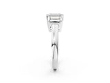 Platinum Three-Stone Emerald Cut Diamond Ring with Channel Set Band and Four-Prong Setting_20
