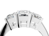 Platinum Three-Stone Emerald Cut Diamond Ring with Channel Set Band and Four-Prong Setting_22