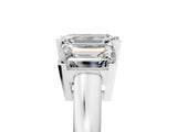 Platinum Three-Stone Emerald Cut Diamond Ring with Channel Set Band and Four-Prong Setting_23