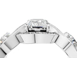 Platinum Three-Stone Emerald Cut Diamond Wave Pave Band with Prong Setting_29