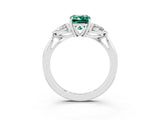 Platinum Three-Stone Emerald Cut Green Sapphire Ring with Pear  Side Stones in Four-Prong Setting_57