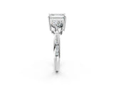 Platinum Three-Stone Emerald Diamond Channel Set Engagement Ring with Prong Setting_5