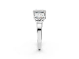 Platinum Three-Stone Emerald and Princess Cut Diamond Ring with Channel Band and Four-Prong Setting_42