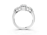 Platinum Three-Stone Emerald and Princess Cut Diamond Ring with Channel Band and Four-Prong Setting_43