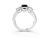 Platinum Three-Stone Fancy Black Asscher Cut Cut Diamond Ring with Channel Set Band and Four-Prong Setting_21