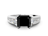 Platinum Three-Stone Fancy Black Asscher Cut Cut Diamond Ring with Trillion Side Stones on a Split Shank Band_6