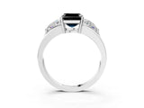 Platinum Three-Stone Fancy Black Asscher Cut Cut Diamond Ring with Trillion Side Stones on a Split Shank Band_9