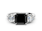 Platinum Three-Stone Fancy Black Asscher Cut Diamond Channel Set Engagement Ring with Prong Setting_24