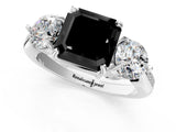 Platinum Three-Stone Fancy Black Asscher Cut Diamond Channel Set Engagement Ring with Prong Setting_25