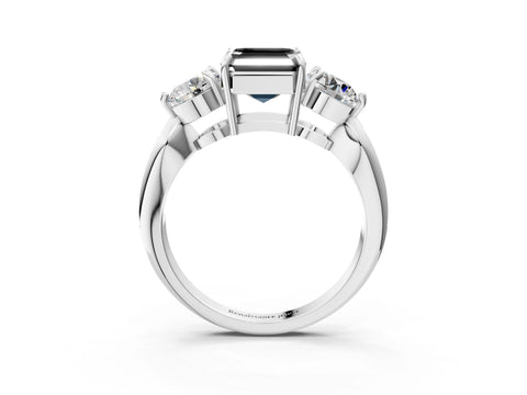 Platinum Three-Stone Fancy Black Asscher Cut Diamond Channel Set Engagement Ring with Prong Setting_27