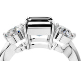 Platinum Three-Stone Fancy Black Asscher Cut Diamond Channel Set Engagement Ring with Prong Setting_28