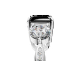 Platinum Three-Stone Fancy Black Asscher Cut Diamond Channel Set Engagement Ring with Prong Setting_29