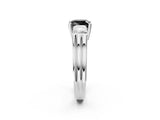Platinum Three-Stone Fancy Black Cushion Cut Cut Classic Band Prong Setting Ring_14