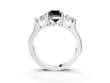 Platinum Three-Stone Fancy Black Cushion Cut Cut Classic Band Prong Setting Ring_15