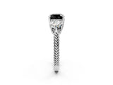 Platinum Three-Stone Fancy Black Cushion Cut Cut Milgrain Band Prong Setting Ring_20