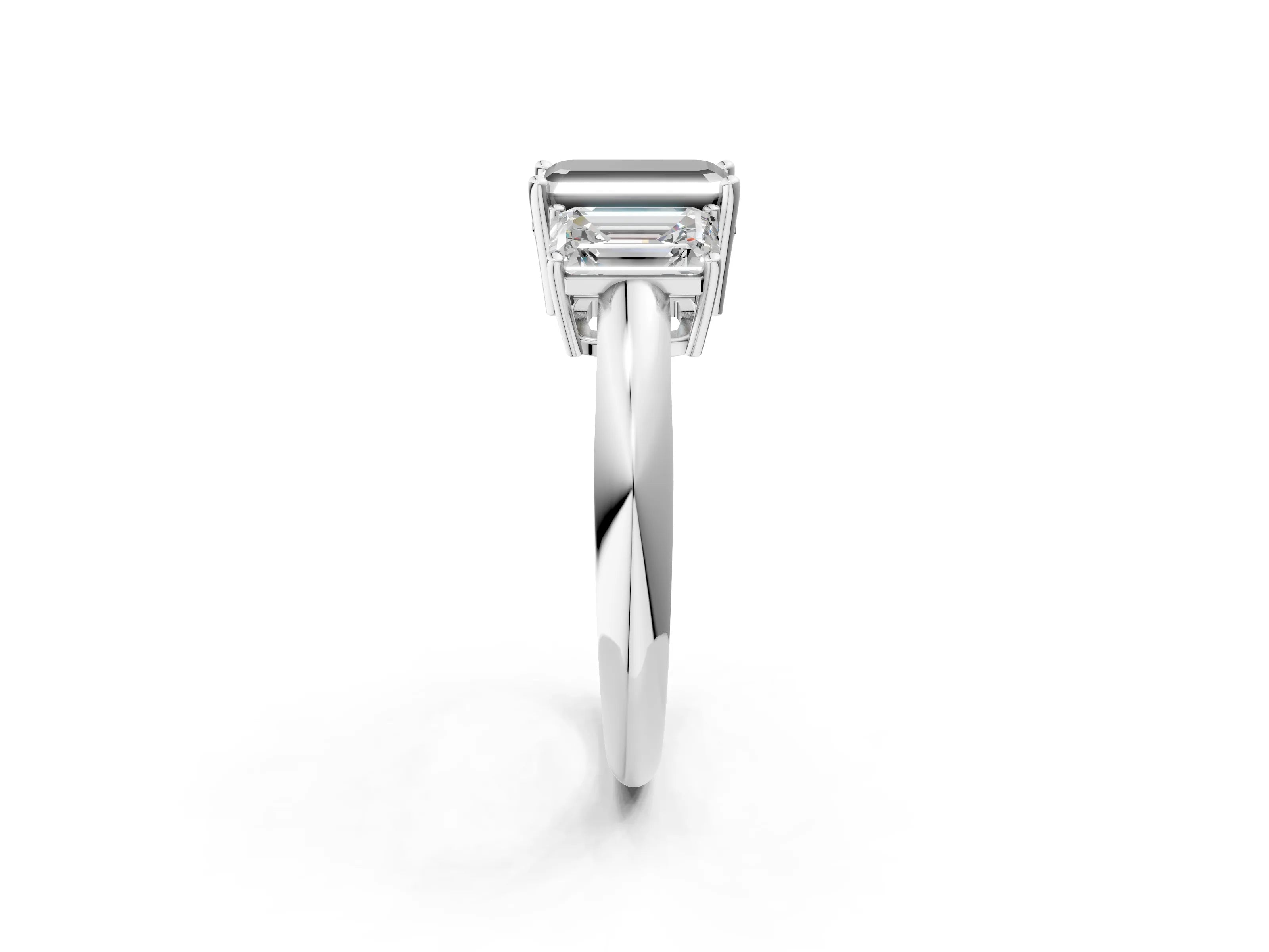 Platinum Three-Stone Fancy Black Emerald Cut Cut Diamond Engagement Ring with Prong Setting on a White Gold Band_50