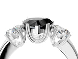 Platinum Three-Stone Fancy Black Heart Cut Cut Diamond Ring with Channel Set Band and Four-Prong Setting_28