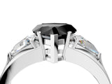 Platinum Three-Stone Fancy Black Heart Cut Cut Diamond Ring with Trillion Side Stones on a Split Shank Band_10