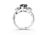 Platinum Three-Stone Fancy Black Heart Cut Diamond Channel Set Engagement Ring with Prong Setting_21