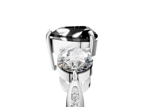 Platinum Three-Stone Fancy Black Heart Cut Diamond Channel Set Engagement Ring with Prong Setting_23