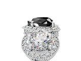 Platinum Three-Stone Fancy Black Heart Cut Halo Diamond Milgrain Band with Four-Prong Setting_11