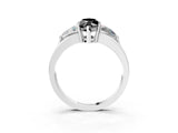 Platinum Three-Stone Fancy Black Marquise Cut Cut Diamond Ring with Trillion Side Stones on a Split Shank Band_9