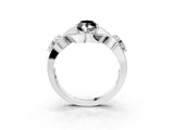 Platinum Three-Stone Fancy Black Marquise Cut Diamond Wave Pave Band with Prong Setting_39