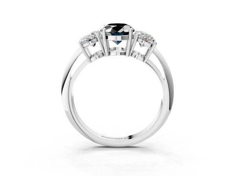 Platinum Three-Stone Fancy Black Oval Cut Cut Diamond Engagement Ring with Prong Setting on a White Gold Band_75
