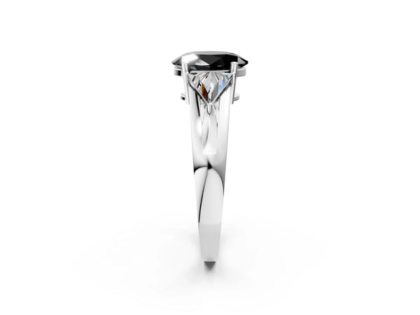 Platinum Oval Trillion Three Stone Engagement Ring Setting for Black Center