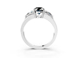 Platinum Three-Stone Fancy Black Oval Cut Cut Diamond Ring with Trillion Side Stones on a Split Shank Band_39