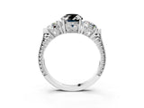 Platinum Three-Stone Fancy Black Oval Cut Cut Milgrain Band Prong Setting Ring_9