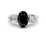 Platinum Three-Stone Fancy Black Oval Cut Diamond Channel Set Engagement Ring with Prong Setting_18