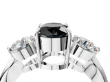 Platinum Three-Stone Fancy Black Oval Cut Diamond Channel Set Engagement Ring with Prong Setting_22