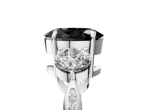 Platinum Three-Stone Fancy Black Oval Cut Diamond Channel Set Engagement Ring with Prong Setting_23